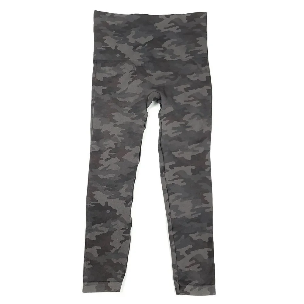SPANX Shaping Look At Me Now Cropped Seamless Leggings in Gray Camo Womens Small